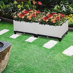 Planting Pots,2Pcs Free Splicing Injection Planting Box,16.93 x 15.75 x 15.75 inch,Raised Garden Bed with Legs Planters for Patio Balcony Deck to Planting Flowers Vegetables and Herbs,White - Image 3