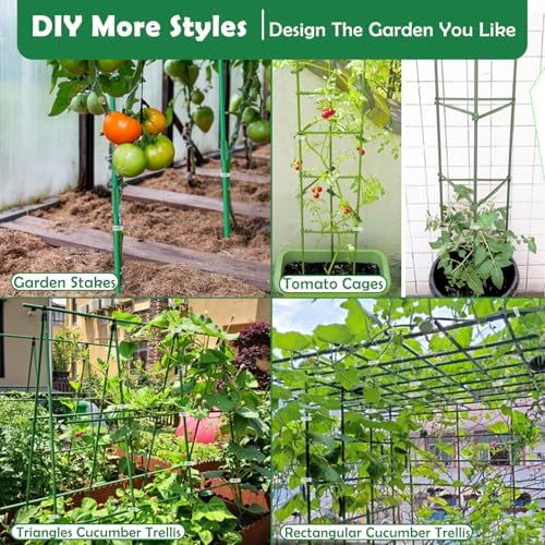 Cludoo 232PCS Garden Stakes Set with 70 Sets Fiberglass Plant Stakes Sticks Supports and Accessories, DIY 4ft 5ft 6ft 7ft Tomato Stakes for Tomato,Vegetables, Pepper, Fences Indoor Outdoor Plants - Image 4