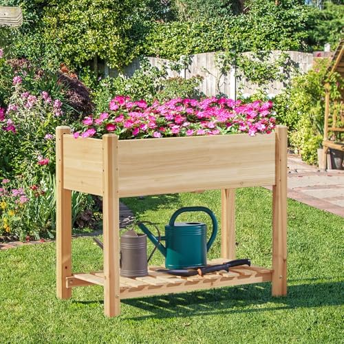 Yaheetech 34" Raised Garden Bed with Legs, Wooden Planter Box, 2Pcs - Image 2