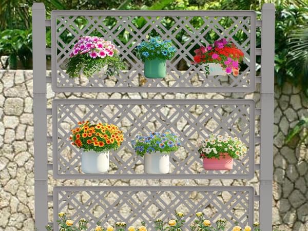 Vixzen 59" Tall Raised Garden Bed,Outdoor Large Resin Planter Box with Trellis and Drain Plug for Climbing Plants,Easy to Assemble,Water Monitor Grey, 43.43"×18.27"×59.29" - Image 7