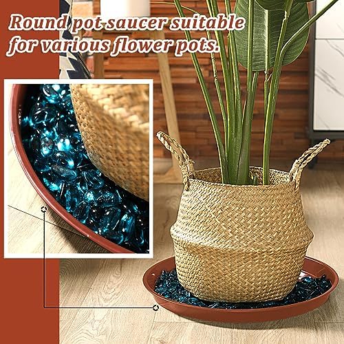 Eccliy 6 Pack Plastic Plant Saucer, Round, 18 Inch, Terracotta - Image 4