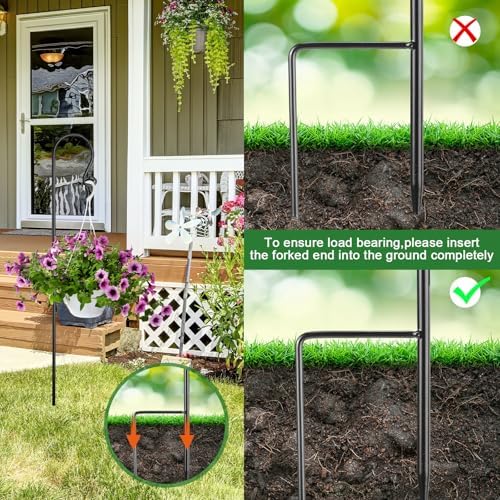 6 Pack 32 Inch Shepherd Hooks for Outdoor 1/3 In Thick Bird Feeder Pole - Image 4