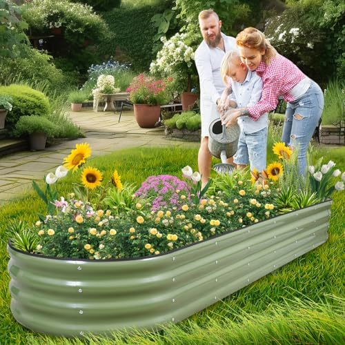 1MORE Galvanized Raised Garden Bed Outdoor,Planter Bed 8x2x1ft,Green,2-Pk - Image 2