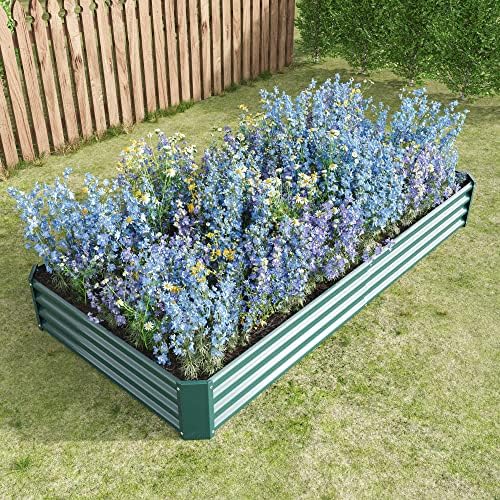 Metal Raised Garden Bed for Outdoor Vegetable & Flower Gardening: 7.6x3.7ft Large Galvanized Steel Planter Box, Easy Assembly Deep Root Garden Beds for Backyard, Patio (Green with 8x4x1ft) - Image 5