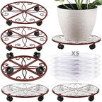 5 Packs 16” Plant Caddy with Wheels Large Metal Plant Stand with Wheels for Indoor and Outdoor Plants Rolling Plant Stand with Casters Heavy Duty Plant Dolly Roller Caddy, Bronze by KvyusFlourish