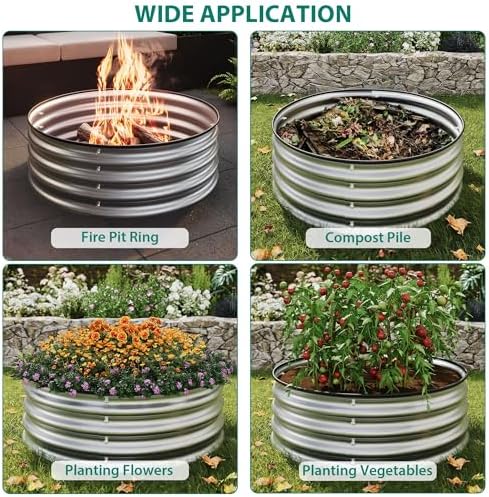 4×4×2ft Round Galvanized Raised Garden Bed – Metal Planter Box Kit with Rust & Corrosion Protection, Safe Rubber Edge, Open Bottom Design – Easy Assembly for Vegetables, Flowers, Fruits - Image 5