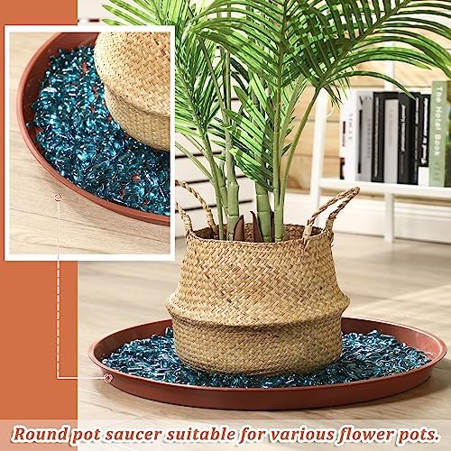 Eccliy 6 Pack Plastic Plant Saucer, Round, 25 Inch, Terracotta - Image 4