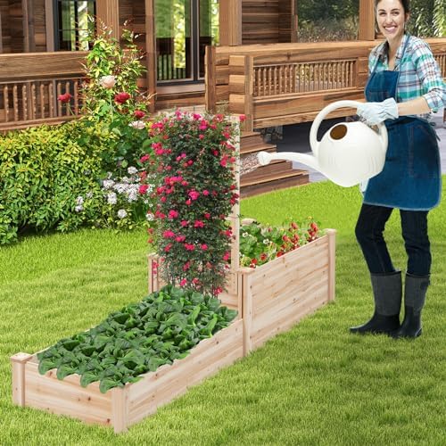 HAPPYGRILL Raised Garden Bed with Trellis & Open Base Design - Image 2