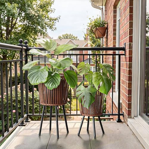 Set of 2 PE Rattan Plant Stand, Flower Pot Holder Indoor & Outdoor - Image 2