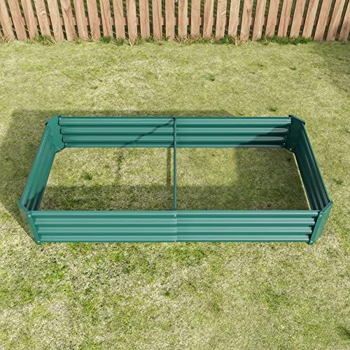 Outdoor Large Galvanized Metal Raided Garden Bed,Planter Box for Flowers Vegetables Fruit,Rectangular (Green, 6x3x1 ft) - Image 4