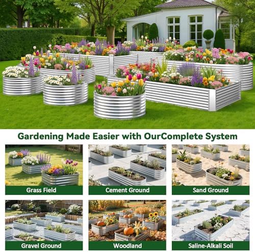 3 Pack 6x3FT Raised Beds for Gardening, Corrugated Galvanized Steel Raised Garden Bed, Outdoor Metal Above Ground Garden Bed for Vegetables and Flowers(Rectangular) - Image 6