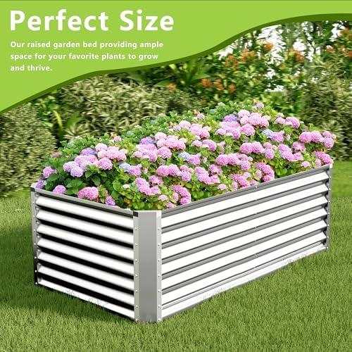 6x3x2FT Galvanized Raised Garden Bed,Galvanized Planter Boxes Outdoor, Large Metal Raised Garden Beds for Vegetables-Silver - Image 6
