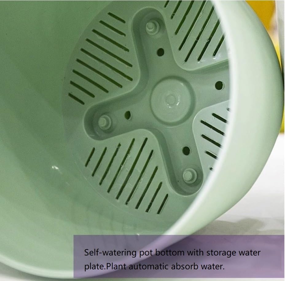 Plant Pots 10 Inch Green Color Self Watering Pots, Set of 2 Plastic Planters with Drainage Holes and Saucers,Plastic Flower Pots,Nursery Planting Pot for Indoor Out Door Plants - Image 3