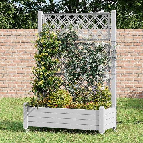 Trellis Raised Garden Bed, Self-Watering Planter Box, Ashen - Image 5