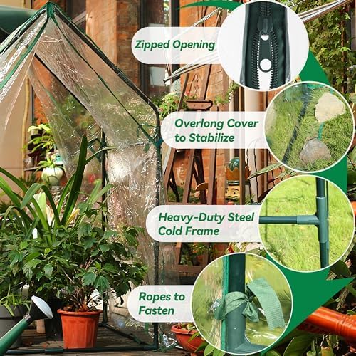 Gardzen Mini Greenhouse with Waterproof Bottom 36.2"(L) x36.2(W) x59.5(H) - Image 3