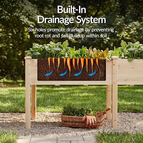 Best Choice Products 72x24x30in Raised Garden Bed, Elevated Wood Planter Box Stand for Backyard, Patio, Balcony w/Divider Panel, 6 Legs, 300lb Capacity - Natural - Image 5
