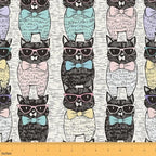 Cat Fabric By The Yard, Cartoon Animal Upholstery Fabric for Chairs, Cute Pet Decorative Fabric, Colorful Glasses Indoor Outdoor Fabric, Gift Funny Education Waterproof Fabric, 3 Yards by Erosebridal
