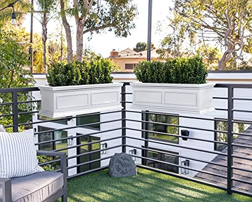 Veradek Brixton Series Plastic Railing Planter - Rectangular Planter for Outdoor Deck/Balcony | Crack-Resistant with Adjustable Rail Attachment | Classic Estate Design for Herbs, Succulents, Flowers - Image 6