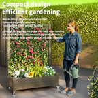 PatioZen Raised Garden Bed with Trellis, 21 Gallon Self Watering Planter Box with Lockable Wheels & Drainage Holes for Climbing Plants Vegetables Flowers, Anti-Rust Resin for Backyard Patio (Grey) - Image 7