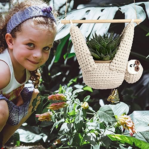 Evbopa Sloth Gifts Sloth Plant Hanger Plant Gifts Macrame Hanging Planter - Image 3