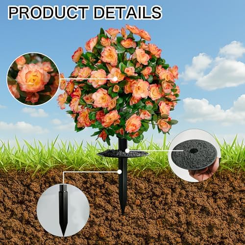 Artificial Bushes for Outdoors,Fake Topiary Tree Outdoor Set of 2 Tangerine - Image 3