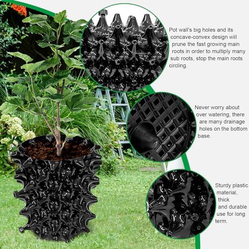 RooTrimmer 1 Gallon Air Pruning Containers, New Plastic Nursery Pots, Fruit Vegetable Garden Self-Planting Pots, Black (1G-10P) - Image 4
