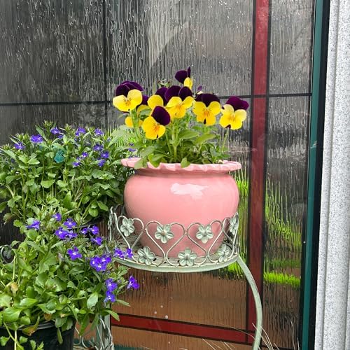 8in Pink Ceramic Self Watering Planter - Terracotta Maintenance Plant Seeder for Indoor African Violet Plants - Image 4