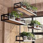 Ceiling Hanging Shelf Kitchen Storage Shelving, Flower Stand, Plant Railing Shelf with Solid Wood Board and Iron Frame, for Bar Flower Shop Balcony (Size : 120cm) - Image 3