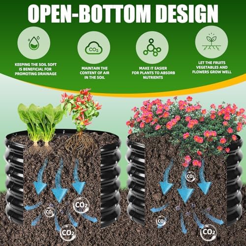 TBMLC 17" Tall,24" Diameter Elevated Round Metal Raised Garden Bed Black - Image 6