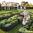 YITAHOME 2pcs 12x4x1ft Galvanized Raised Garden Bed, Metal Planter Box with Safety Rubber, Gloves, Outdoor Flower Bed for Planting Plants Vegetables, Black - Image 3