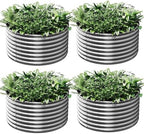 4 Pack Round Galvanized Raised Garden Bed Outdoor, Metal Garden Bed for Vegetables, Above Ground Garden Box for Flower, Steel Raised Beds for Gardening - 2FT by Mostmahes