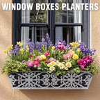 4 Pack 24 Inch Window Boxes Planter for Outdoor Plants Deck Railing Planters Box with Adjustable Brackets for Porch Fence Balcony Hanging Flower Baskets with Non-Woven Fabric Liner for Garden Decor - Image 4