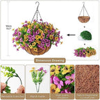 Artificial Hanging Flowers Basket for Outdoor, UV Resistant Plants Daisy - Image 2