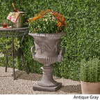 Great Deal Furniture Noble House Adonis Outdoor Roman Chalice Garden Urn Planter in Antique Gray - Image 3