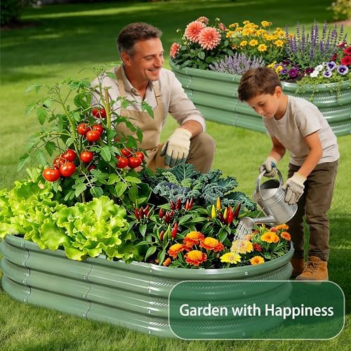 Gartist 2 Pack Raised Garden Bed Kits, 4x2x1FT Green Oval Galvanized Outdoor Planter Beds, Easy Assembly Metal Raised Bed for Vegetables, Flowers & Herbs - Image 7