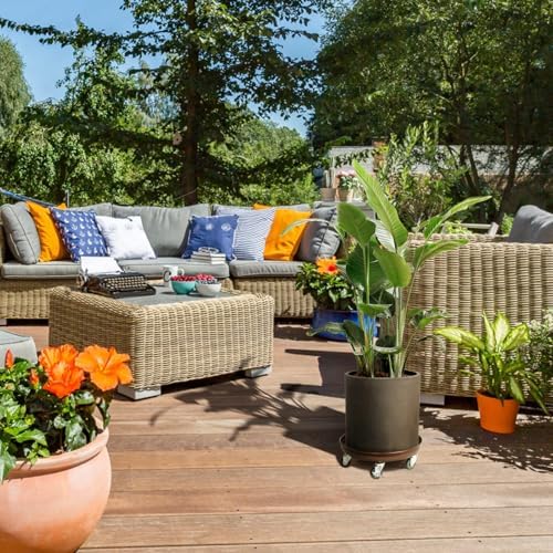 Plant Caddy with Wheels 12 Inch 3 Pack, Heavy Duty Metal Plant Stand & Dolly with Lockable Casters, Holds 160 lbs for Indoor Outdoor Large Flower Pots, Bronze - Image 4