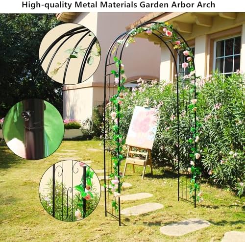 Metal Garden Arch Arbor, 94.5" H x 45.3" W, for Climbing Plants - Image 6