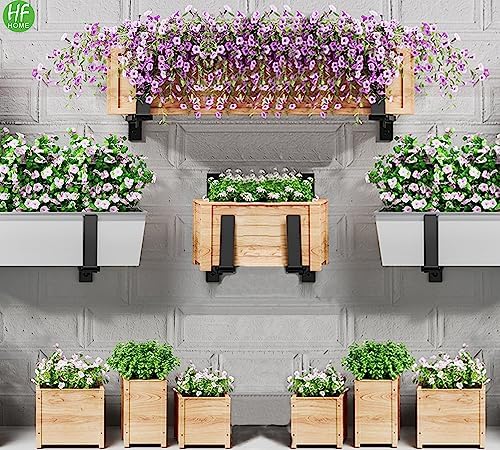 HFHOME 6 PCS Adjustable Planter Box Brackets (6 to 12.5 in), Universal Window Box Brackets, Heavy Duty Metal Flower Box Wall Mounting Hooks for Balcony, Fences, Patio, and Garden - Black - Image 5