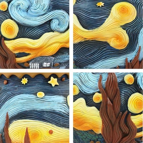 Starry Night Planter Pots/Vase Van Gogh Inspired Acolorful Art Resin Flower Pot with Drainage Hole for Indoor Plant Home Balcony Decor - Image 3