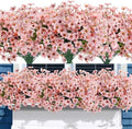 Uieke 72 Bundles Artificial Flowers for Outdoors UV Resistant Fake Silk Flowers No Fade Greenery Shrubs Plants for Outside Planter Home Garden Porch Window Box Spring Summer Décor (Pink) by Uieke