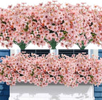 Uieke 72 Bundles Artificial Flowers for Outdoors UV Resistant Fake Silk Flowers No Fade Greenery Shrubs Plants for Outside Planter Home Garden Porch Window Box Spring Summer Décor (Pink) by Uieke