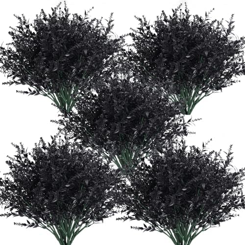 RECUTMS Black Artificial Flowers,Fake Outdoor UV Resistant Plants 36 Packs by RECUTMS