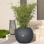 Lechuza Puro Color 50 Slate, Self-Watering Large Round Planter, D19.7 H15.4 in - Image 6