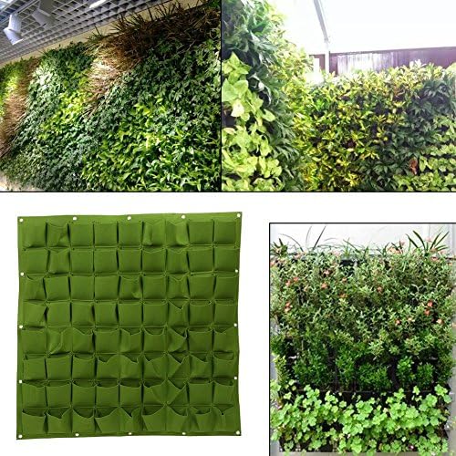 72 Pocket Hanging Garden Planting Bag Vertical Wall Planter Felt Material Indoor Outdoor Greening Green (Green) - Image 4