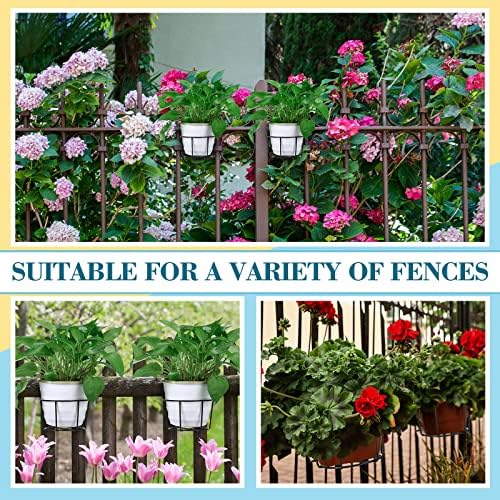 12 Pcs Hanging Railing Planters 6 Inch Flower Pot Holders Black Potted Stand Railing Planter Iron Rack Balcony Planter Basket Small Shelf Container for Indoor Outdoor Balcony Fence Garden Flower Pot - Image 4