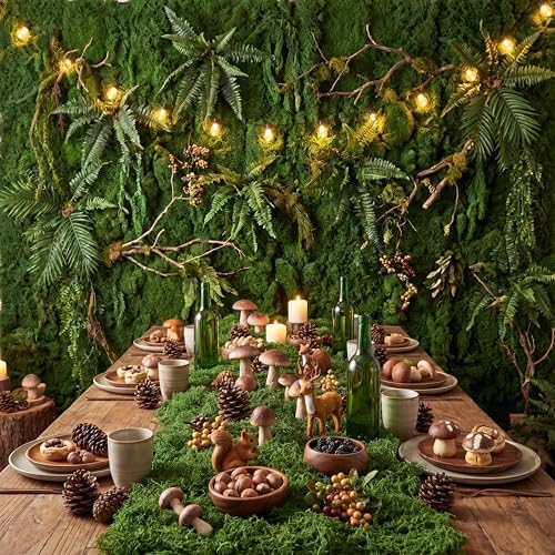 8 Artificial Moss Table Runner Halloween Enchanted Party Decor, Green - Image 5