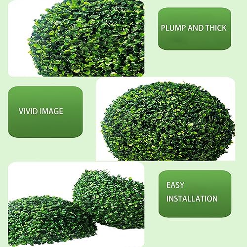 HUHJYUGE Artificial Plant Ball Topiary Round 16in, Lifelike Faux Boxwood Decorative Balls Water Resistant, Durable Faux Plant Decor Hanging No Maintenance, for Backyard Garden - Image 5