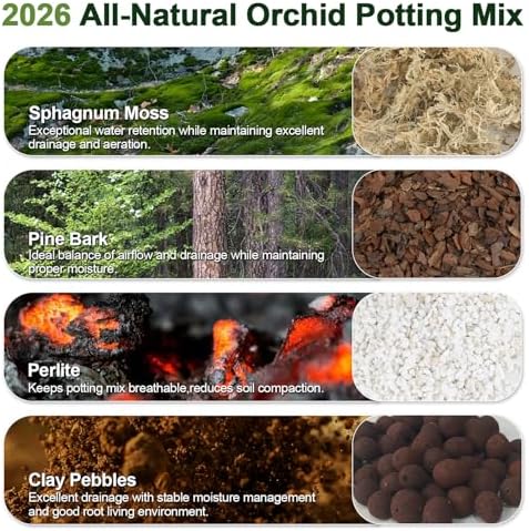 Orchid Bark Potting Mix 18 Quart, Mix Pine Bark,Perlite, Sphagnum Moss and Clay Pebbles for Plants, Orchid Garden Soil for Potting,Repotting - Image 2