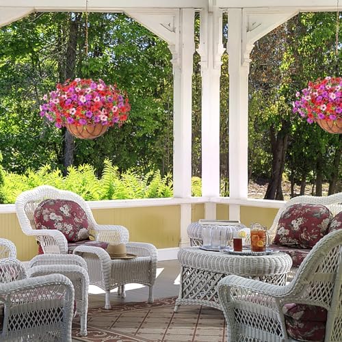 INXUGAO Artificial Fake Flowers Hanging Basket for Outdoor Decoration - Image 6