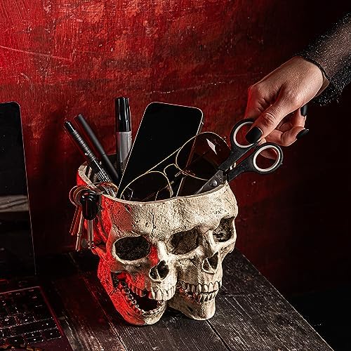 Kobi & Knight Skull Planter Pot for Indoor Plants - Skull Flower Pot in Gift Box - Gothic Planter Pot for Succulents, Brain Cactus Plants - Double Skull Planters for Halloween, Goth Home Decor - Image 6